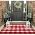 thumbnail image 4 of Christmas Outdoor Rugs 3' x 5'Red White Buffalo Plaid Front Porch Rug Hand-Woven Machine Washable Indoor/Outdoor Layered Door Mats for Entryway/Bedroom/Outdoor, 4 of 16