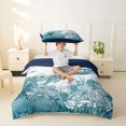 thumbnail image 2 of Erosebridal Ocean Animal Turtle Twin Bedding,Sea Lobster Fish Duvet Cover Set For Girls Boys 2pcs,No Comforter,Reversible, 2 of 6
