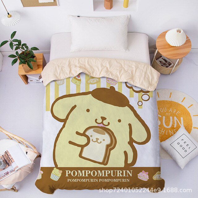Sanrios Cartoon Anime Cinnamoroll Pompom Purin Pc Dog Student Dormitory Summer Double Bed Air Conditioning Quilt Kids Gift