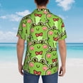 thumbnail image 6 of Easygdp Cute Green Frog Men's Hawaiian Shirts Print Lapel Short Sleeve for Beach, vacation, party, casual occasions - XX-Large, 6 of 9