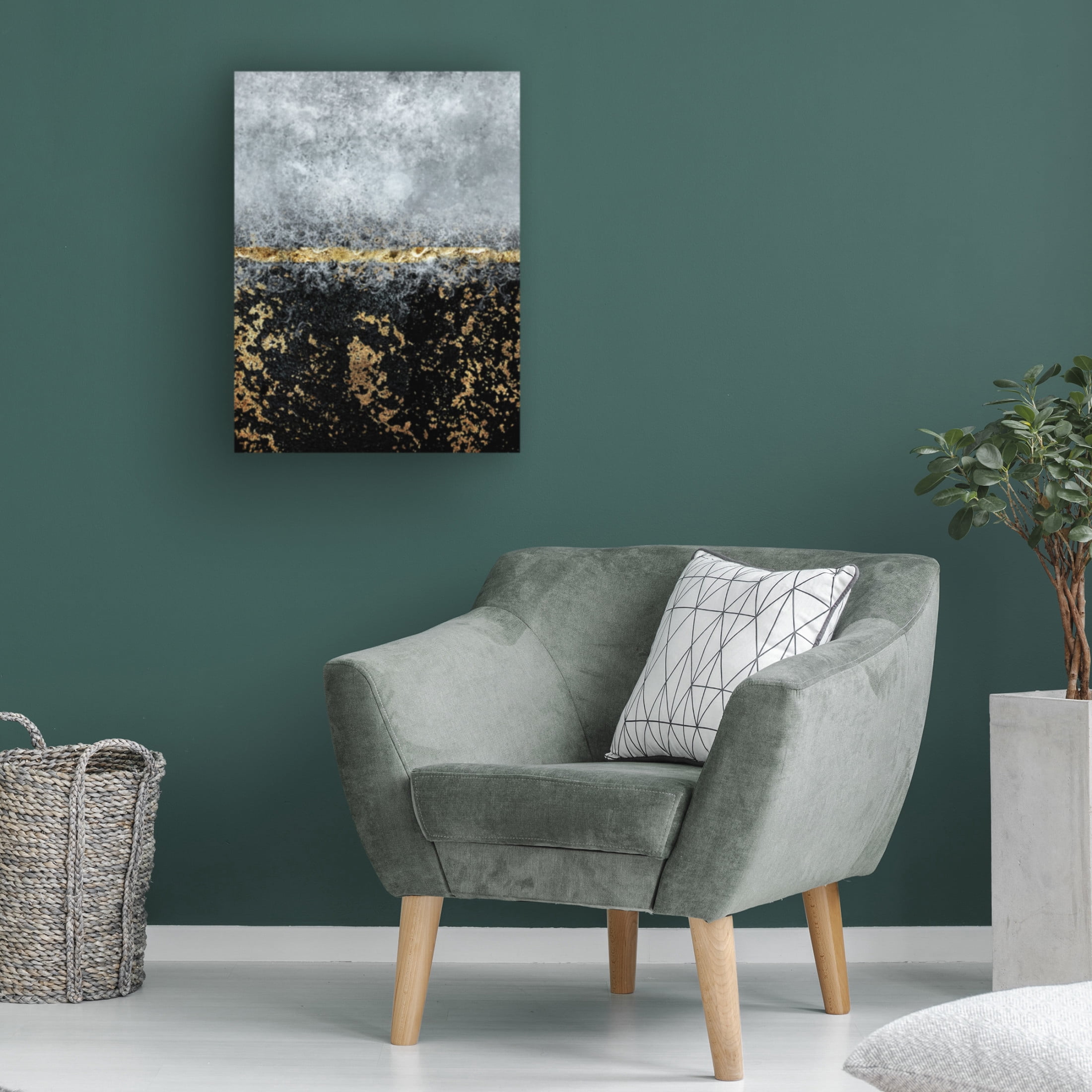 Canvas Wall Art - Bilge Paksoylu 'Gold Black Abstract' Wall Art for Living Room, Bedroom, or Office Décor by Trademark Fine Art - 18 x 24 Inches