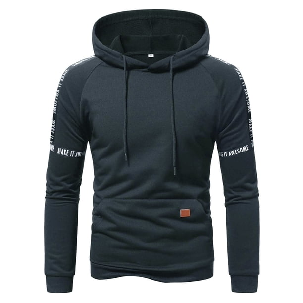 Gibobby Sudaderas y2k Sudadera con capucha para hombre estilo casual con bloque de color ajuste holgado de manga larga(Negro,XG)