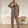 thumbnail image 5 of Couple-style leopard print high-quality ice silk imitation silk cardigan, long-sleeved pants and pajama set, 5 of 6