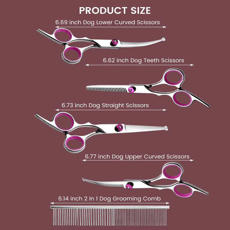 Xueyu Professional Dog Grooming Scissors Kit, 6-in-1, Pink photo 5