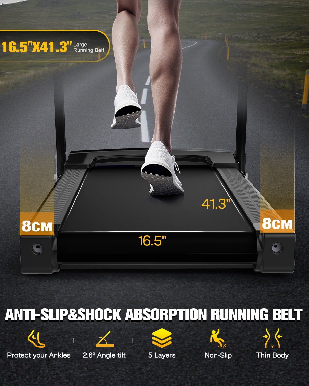 FYC 3.5HP Folding Treadmill 330 LBS Weight Capacity with Incline for Home, Portable Electric Treadmill for Running Walking Jogging Exercise with 12 Preset Programs, Indoor Home Workout Training