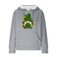 thumbnail image 4 of Women's St. Patrick's Day Waffle Hoodies,Women Oversized Hoodies Casual Gnome Print Waffle Long Sleeve Pullover Top Hooded Sweatshirt with Pocket, 4 of 4