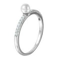 thumbnail image 4 of Rhodium Plated Sterling Silver 925 Simulated Pearl Ring Cubic Zirconia White Jewelry Female Size 6, 4 of 4