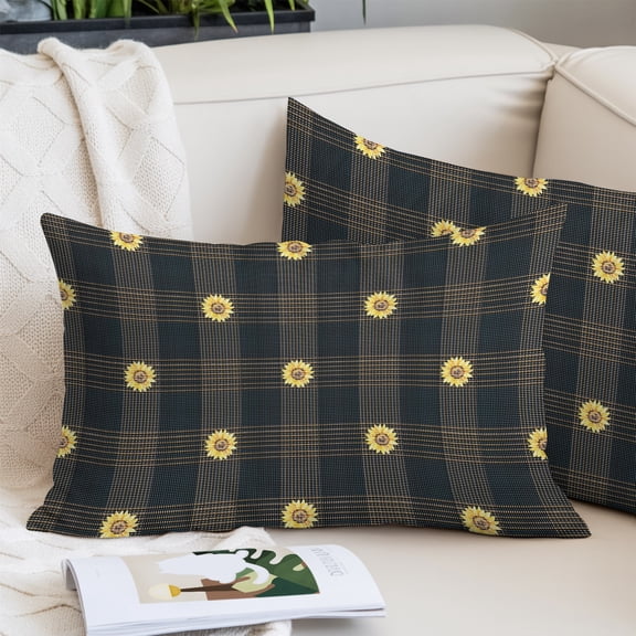Sunflower, Pillow Covers 12"x20", Gradual Geometric Abstract Modern Black Soft Brushed Microfiber Breathable Throw Pillow Covers, Decorative Pillowcase with Zipper for Couch Sofa Bedroom Living Room