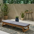 thumbnail image 3 of Cullen Outdoor Acacia Wood Chaise Lounge and Cushion Set, Teak and Dark Gray, 3 of 10
