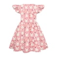 thumbnail image 4 of YOUYEDIAN Easter Midi Dress for Girls Toddler Summer Flutter Sleeve Dresses Casual Buuny Rabbit Print Crew Neck Princess Dress (Pink, 11-12 Years), 4 of 4