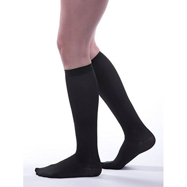 Allegro Women’s 8-15 mmHg Premium 249 Ribbed Dress Sock (Black) Large ...