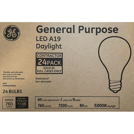 

GE LED 60-Watt A19 Daylight Medium Base LED Light Bulb (24-Pack)