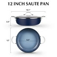 thumbnail image 3 of Koch Systeme CS 12 inch Saute Pan with Lid, 5.5-Quart Deep Frying Pan with Nonstick Ceramic Coating, Oven Safe, Induction Compatible, Gradient Blue, 3 of 12