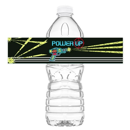 - Laser Tag Bottle Wraps - Set of 20 - Laser Tag Water Bottle Labels - Paintball Decorations - Made in the USA