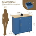 thumbnail image 3 of Walsunny Kitchen Island on Wheels with Storage Cabinet & 3 Drawer, 39.7" Width Rolling Kitchen Table, Cart Handle for Towel Rack or Free Mobility Blue, 3 of 10