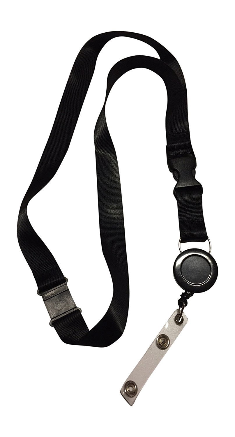 10 LR black anti choke lanyard with retractable badge reel for ID badges and proximity cards