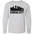 thumbnail image 3 of Inktastic Kansas City Skyline Grunge Long Sleeve Youth T-Shirt, 3 of 5