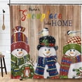 thumbnail image 2 of Christmas Snowman Shower Curtain Winter Snowflake Xmas Wreath Pine Trees Branch Rustic Farmhouse Bathroom Curtain 72x72Inch, 2 of 7
