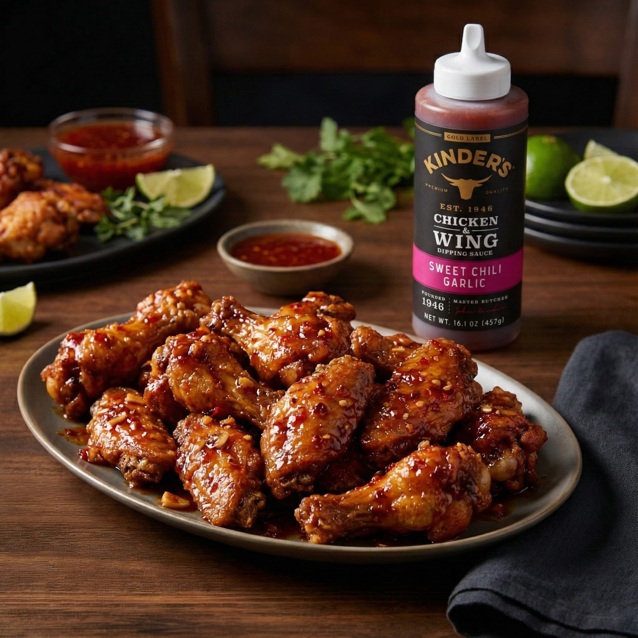 Kinder's Gold Label Sweet Chili Garlic Dipping Sauce for Chicken and Wings, 16.1 oz Bottle