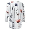 thumbnail image 5 of Fartey 3/4 Sleeve Tops for Women Plus Size Summer Floral Print Tees Shirts Trendy Boho Crew Neck Tunic Top Dressy Casual Three Quarter Sleeve Blouses White S-5XL, 5 of 5