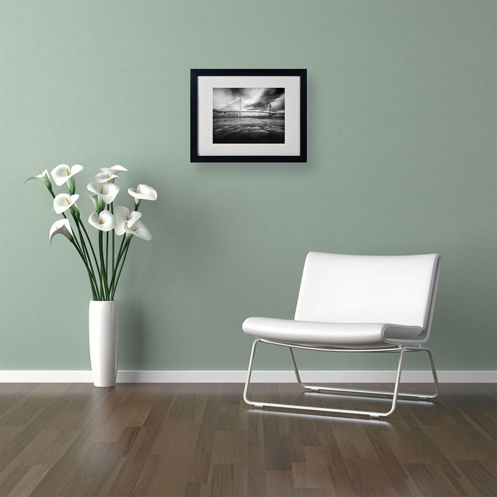 Matted art under acrylic in a black frame