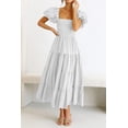 thumbnail image 3 of Vestido PRETTYGARDEN Midi con Mangas Abullonadas y Escote Cuadrado Blanco Talla L, 3 of 8