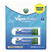 Vicks VapoInhaler Portable Non-Medicated Nasal Inhaler, Menthol, 2 Ct