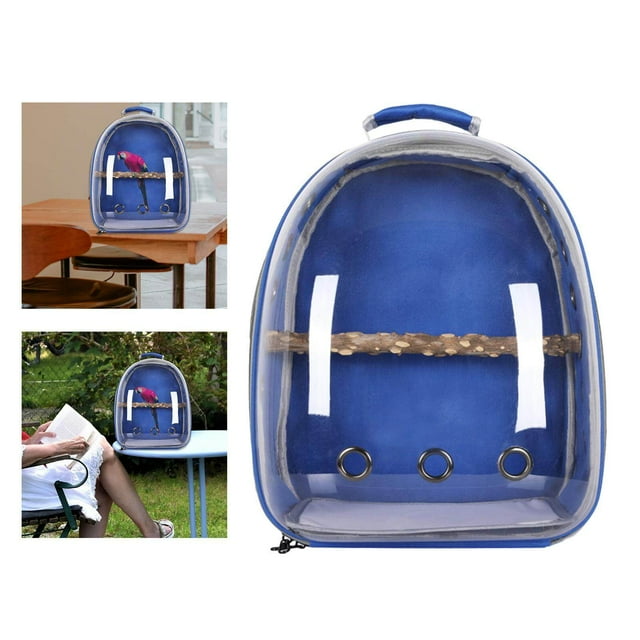 facefd Bird Carrier Cage Shoulder Bag Pet Parrot Travel Clear Backpack Dark blue