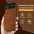 thumbnail image 5 of Premium PU Leather Flip Folio Case for Samsung Galaxy Z Flip 4, [One-Piece] [Anti-Slip] [Scratch Resistant] Slim Flexible Protective Card Slot Shockproof Wallet Cover - Brown, 5 of 16