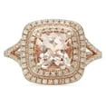 thumbnail image 3 of Dazzlingrock Collection 14K Cushion Cut Morganite and Round Cut White Diamond Halo Bridal Engagement Ring, Rose Gold, Size 6, 3 of 4