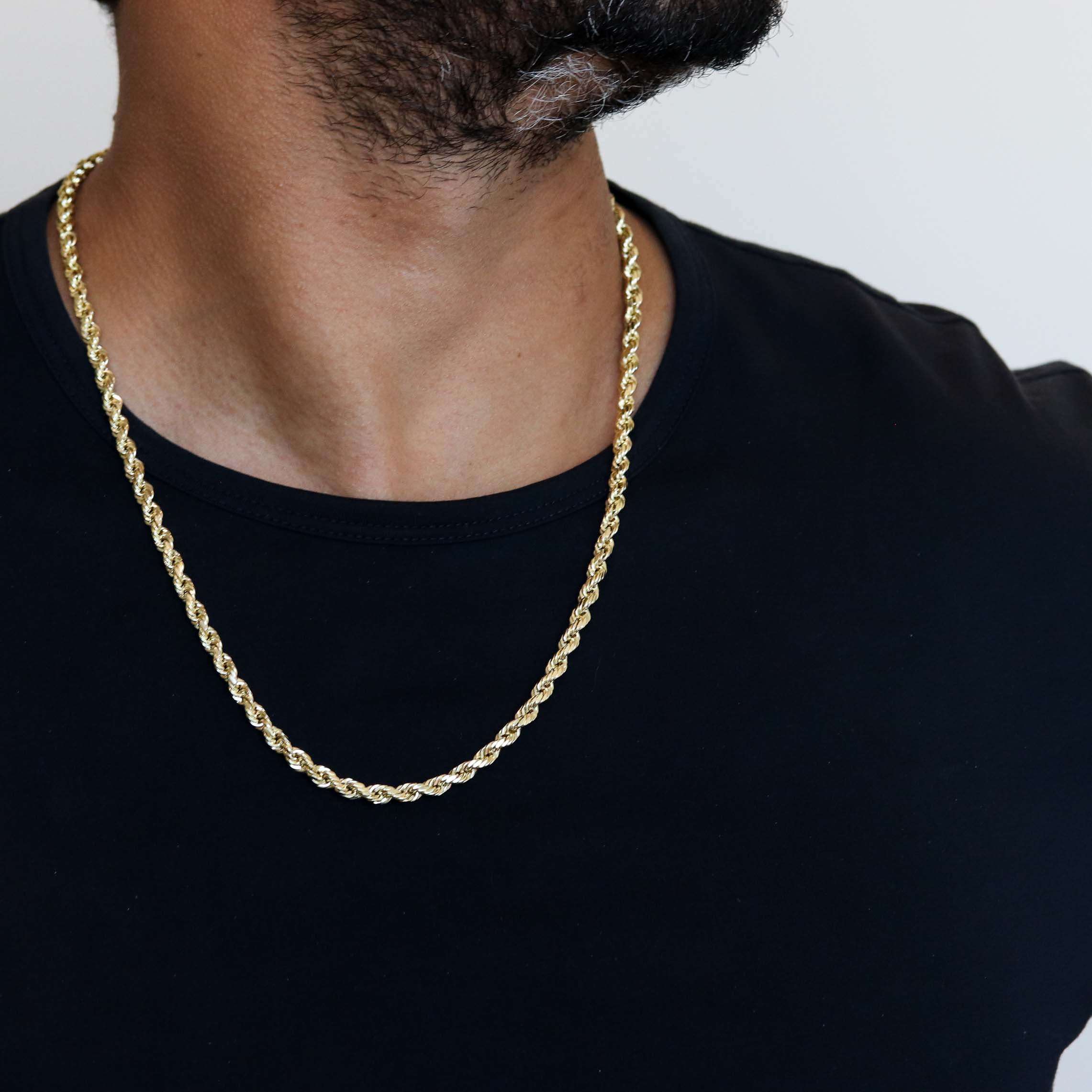 14K Solid Gold Rope Chain Necklace 5mm 16" - 24"