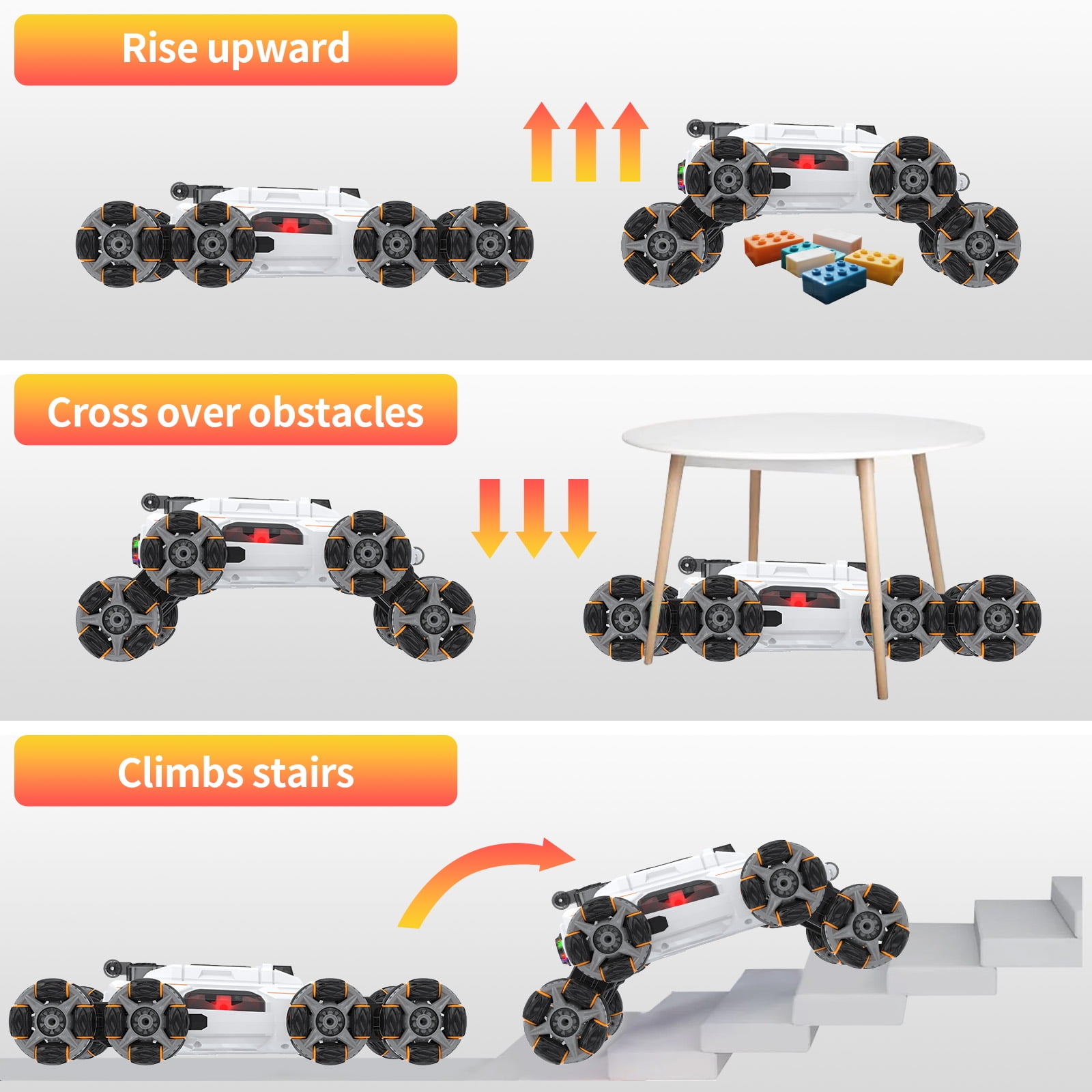 Kivdit Remote Control Cars,Double Sided 360°Rotating RC Stunt Cars, 8WD Rc Cars with Spray & Light, 2.4GHz Rechargeable Toy Cars Christmas Birthday Gifts Toys for 6 8 9 10 Year Old Kids