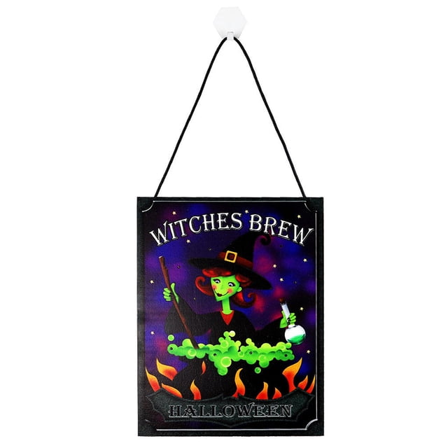 Wood Sign Halloween LED Light 30V Trick or Treat Skeleton Pattern Hanger with Rope Window Pendent for Door Garden Yard Type 5