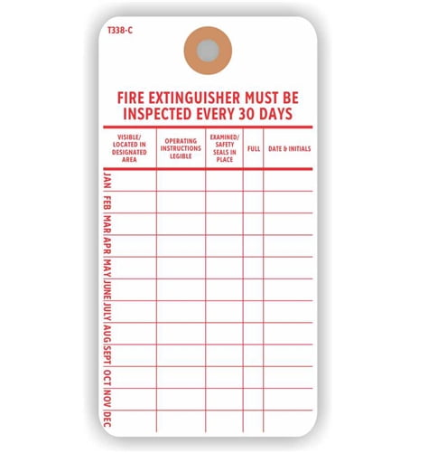 FIRE EXTINGUISHER MONTHLY INSPECTION Tags, 3" x 5.75", White Cardstock - Pack of 25 - Walmart ...