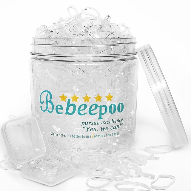 Bandas Elásticas para el Cabello Transparentes BEBEEPOO 2000 Piezas Mini Gomas para el Cabello con una Caja Grande y una Caja pequeña Bandas Elásticas Suaves para el Cabello de 2 mm de Ancho y 30 mm d