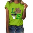 thumbnail image 1 of CEHVOM T-Shirts de la Saint-Patrick pour Femmes Chanceuses, T-Shirt de la Saint-Patrick Chanceux pour Femmes, T-Shirt Décontracté Ample à Imprimé Léopard et Lettres à Manches Courtes et Col Rond pour Femme, 1 of 4
