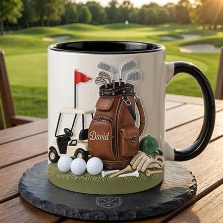 Personalized Golf Faux Accent Mug, Golf Accent Mug, Golf Lover Coffee Cup, Father's Day Gift For Dad Grandpa