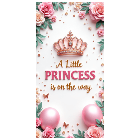 Floral Design Princess Baby Shower Banner for Newborn Celebration Baby Announcement Party Decoration