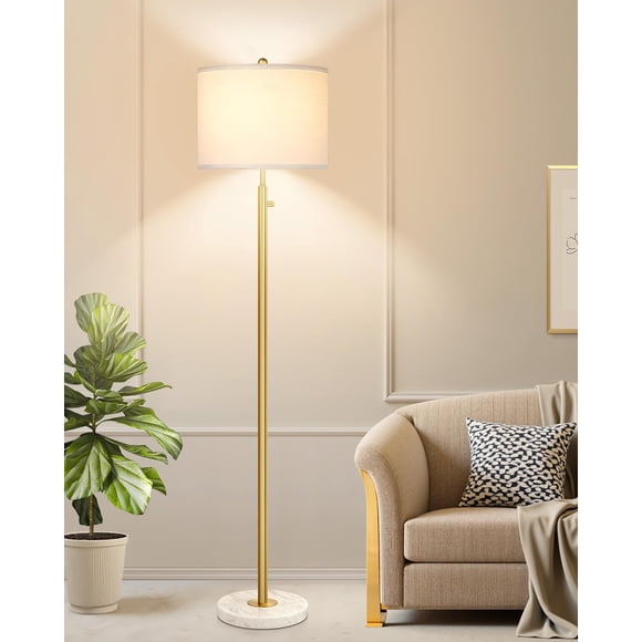 Lámpara de pie Nintiue dorada con base de mármol y LED de 11 W