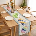 thumbnail image 3 of Table Runner 70 Inches Long for Kitchen Dining, Easter Dresser Scarf Farmhouse, Dining Table Decorations for Wedding/Parties, Colorful Eggs Rabbit Flowers Leaves Blue Plaid 13 x 70 In, 3 of 8