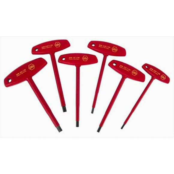 Wiha 33490 T-Handle Hex Driver Set, Inch, 1000 Volt, 6 Piece