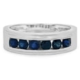 thumbnail image 3 of 1.20 Carat (ctw) 18K White Gold Round Cut Blue Sapphire Men's Channel Set Anniversary Wedding Band 1 1/4 CT, 3 of 4