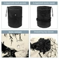 thumbnail image 3 of PhooArto Drawstring Cosmetic Bag, Barrel Shaped Portable Travel Makeup Bags, Dreamcatcher Black Crow Pattern Large Capacity Waterproof Multifunctional Bucket Toiletry Bag, 3 of 6