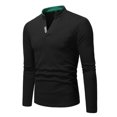 thumbnail image 1 of Hombres Casual Sólido Primavera Moda Cuello en V Jersey Manga larga Slim Fit Blusa Pompotops oipoqjl8513, 1 of 8