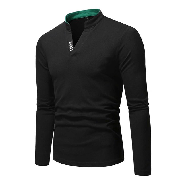 Hombres Casual Sólido Primavera Moda Cuello en V Jersey Manga larga Slim Fit Blusa Pompotops oipoqjl8513
