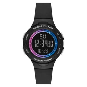 Time and Tru Women's Black Digital Sport Watch