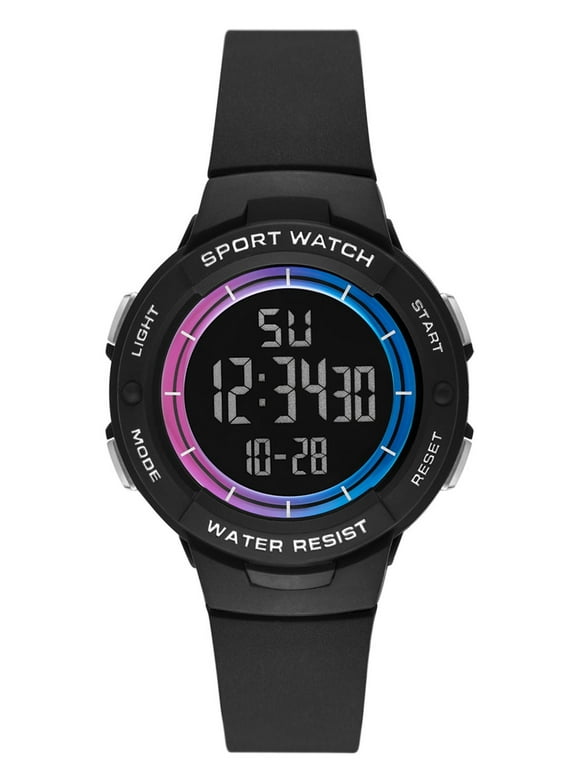 Time and Tru Women's Black Digital Sport Watch