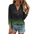 thumbnail image 5 of Trendy Graphic Tees for Women 2024 Reduced Plus Size Button Down V Neck 3/4 Sleeve Tunic Tops Cotton Summer Loose Casual Shirts S-4XL, Green, XXXXL, 5 of 5