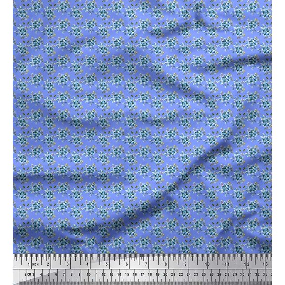 Soimoi Silk Fabric Leaves & Floral Shirting Decor Fabric Printed Yard 42 Inch Wide