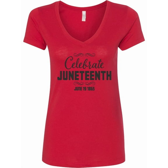 Inktastic Celebrate Juneteenth Women's V-Neck T-Shirt